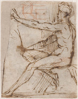 A 067
<br/>
Zittend mannelijk naakt, naar links
<br/>
<em>Anoniem It, Emilia-Romagna (16de eeuw)</em>